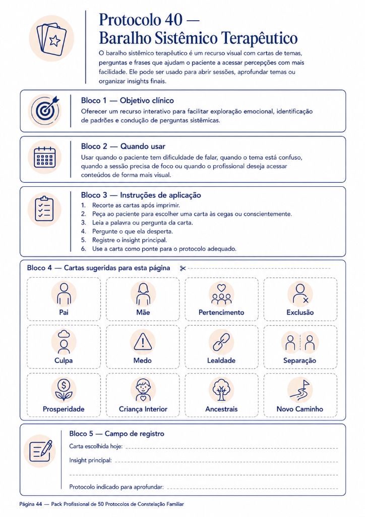 Protocolo 40 — Baralho Sistêmico Terapêutico